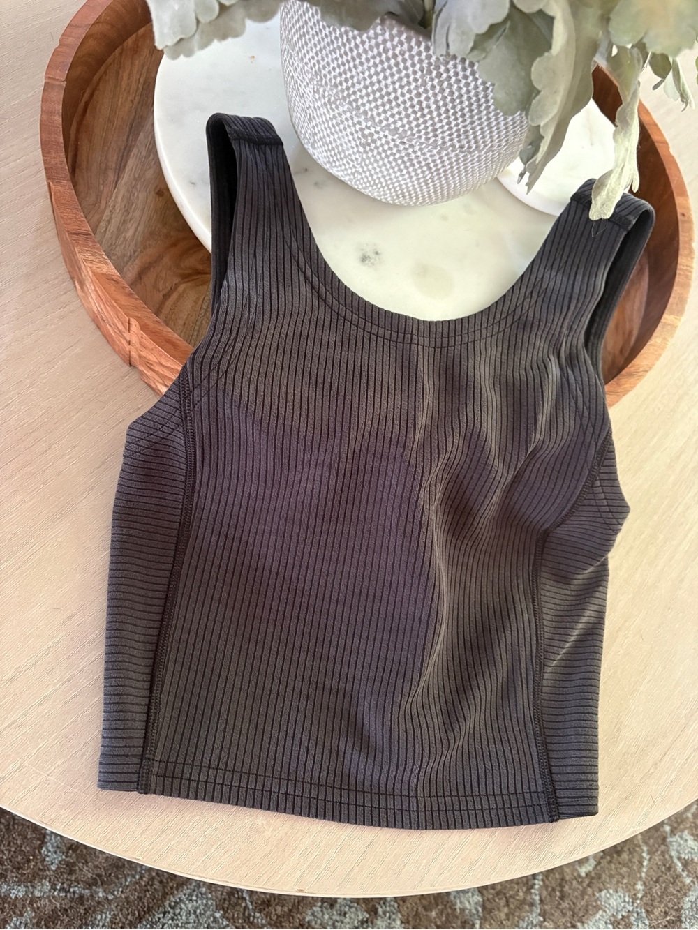 lululemon athletica Black Ribbed Scoop Crop Tank